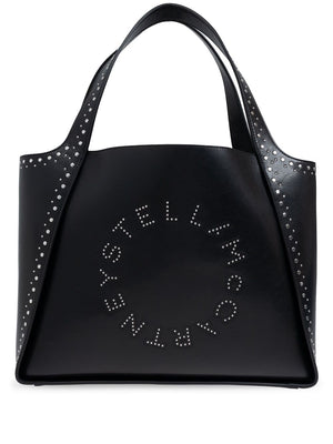 STELLA MCCARTNEY Elegant Black Studded Logo Tote with Removable Pouch