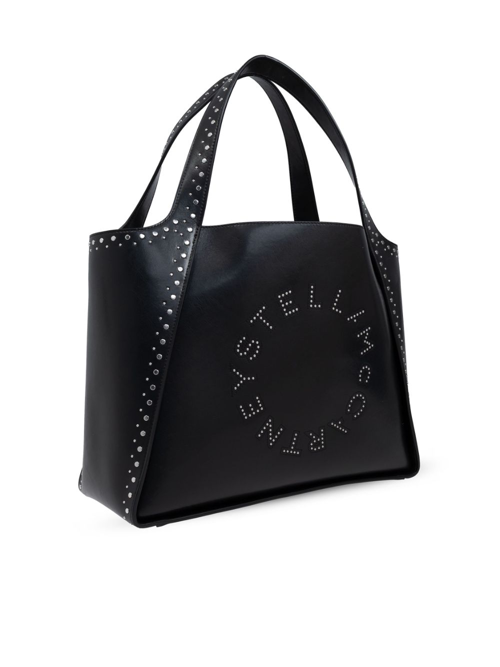 STELLA MCCARTNEY Elegant Black Studded Logo Tote with Removable Pouch