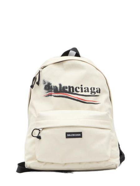 BALENCIAGA Designer Men's Tan Stencil Print Backpack - Limited Edition
