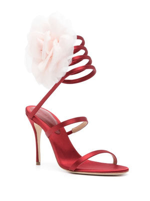 Dép Sandal Đỏ Faux-Flower 105mm Cho Nữ