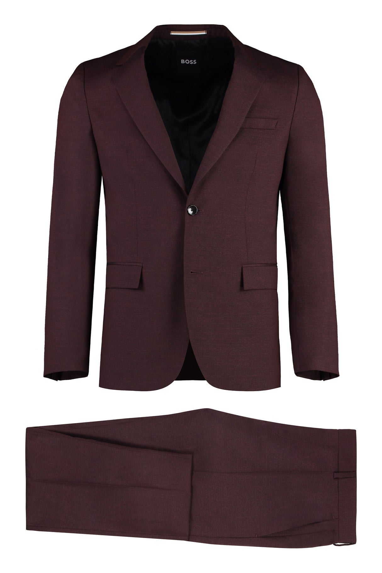 BOSS Elegant Burgundy Virgin Wool Two-Piece Suit