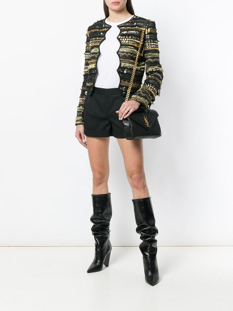 Black and Gold Embroidered Jacket for Women - FW18 Collection