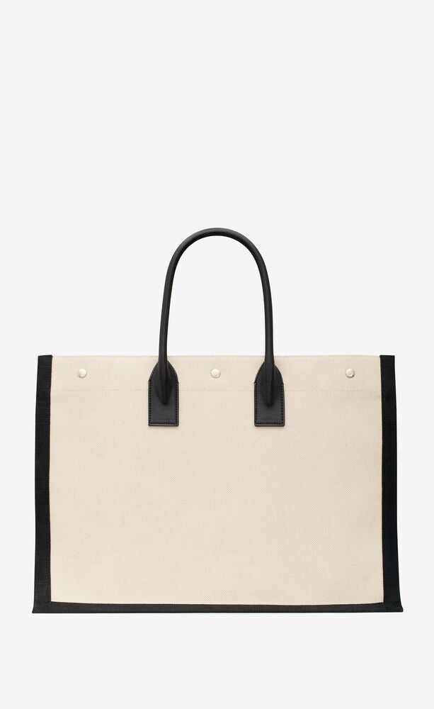 SAINT LAURENT Black Rive Gauche Print Tote for Men - FW23 Collection