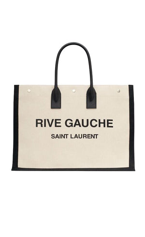 SAINT LAURENT Túi xách in họa tiết màu đen Rive Gauche - Bộ sưu tập FW23