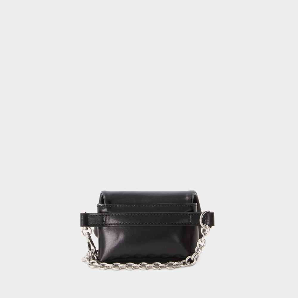 VIVIENNE WESTWOOD Mini Courtney Black Leather Wallet on Chain for Women SS24