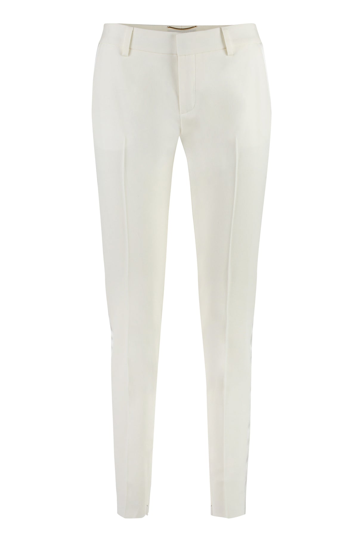 SAINT LAURENT Stretch Wool Trousers with Contrasting Color Stripe for Women