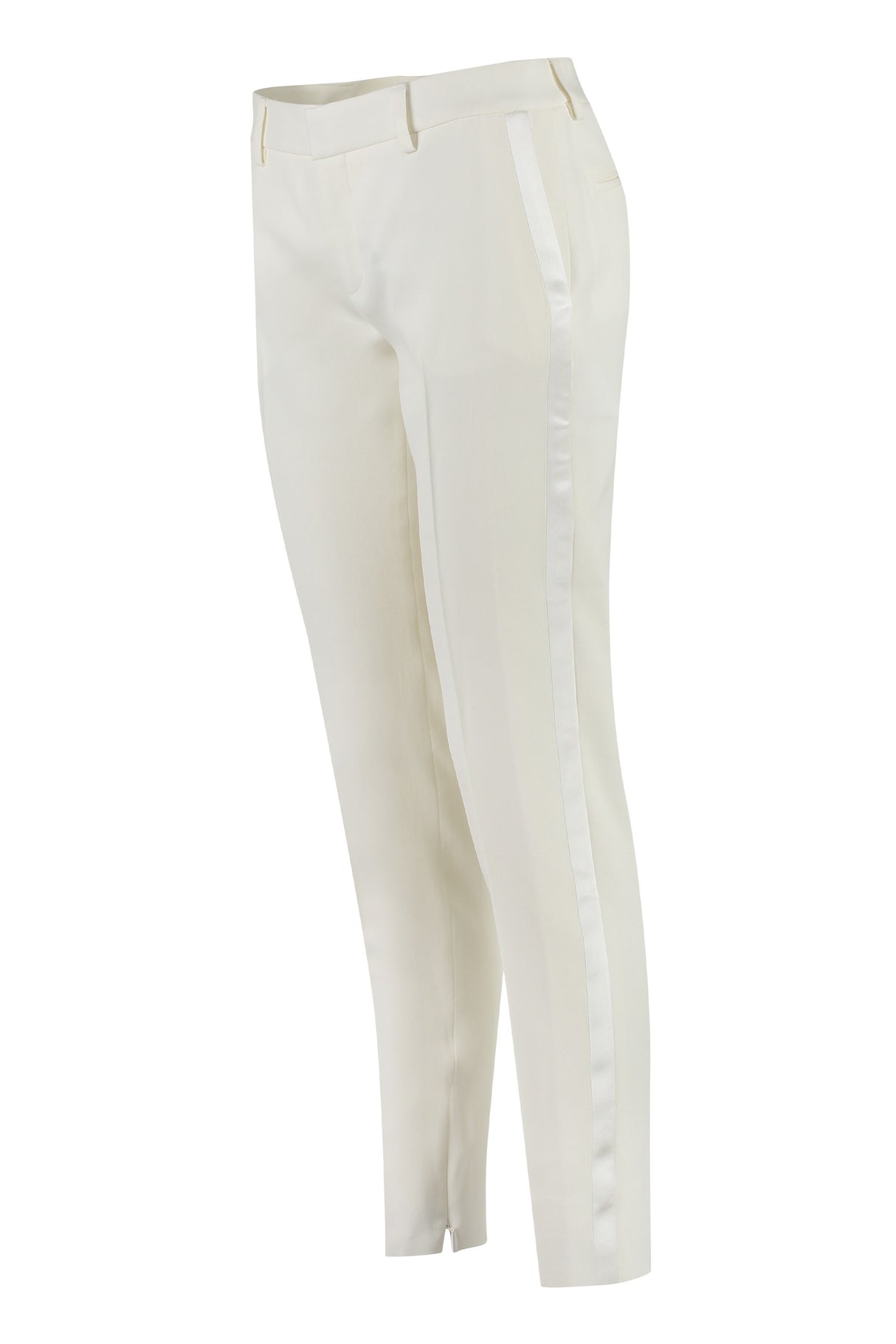 SAINT LAURENT Stretch Wool Trousers with Contrasting Color Stripe for Women