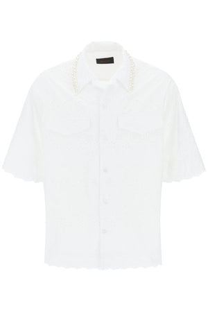 SIMONE ROCHA Scalloped Lace Shirt with Pearl Embellishments for Men