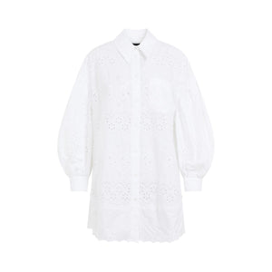 White Short Sleeve Drop Signature Shirt Dress