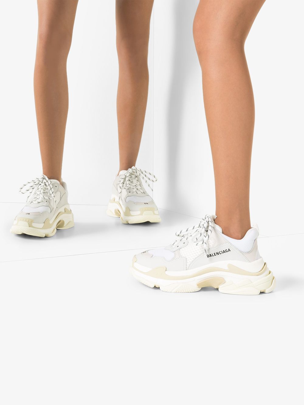 Chunky Sole Mesh Sneakers with Two-Tone Laces for Women