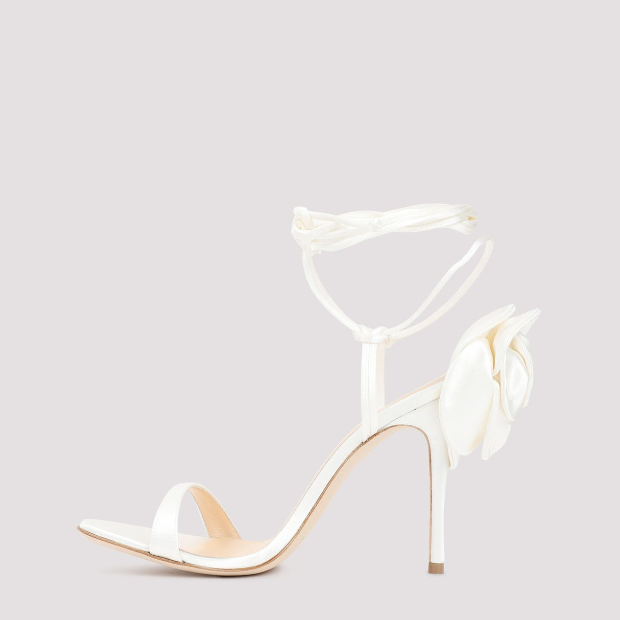 MAGDA BUTRYM Elegant White Silk & Viscose Pumps with Leather Heels, 10cm