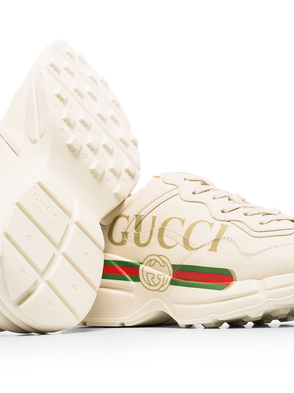 GUCCI Vintage Logo Leather Sneakers 6.5cm Heel