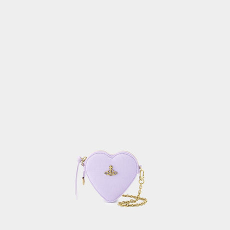 VIVIENNE WESTWOOD Purple Moire Heart Wristlet Handbag for Women - SS24 Collection