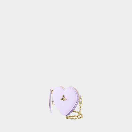 VIVIENNE WESTWOOD Purple Moire Heart Wristlet Handbag for Women - SS24 Collection