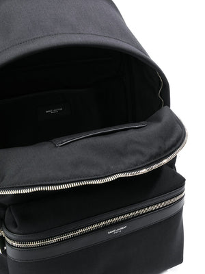 Men's Black Backpack with Leather Trims