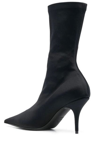 BALENCIAGA Bold & Edgy: Suede Knife Slip-On Boots for Women in Black