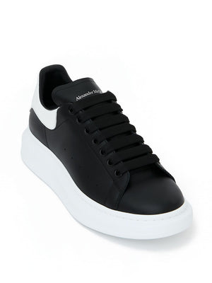 ALEXANDER MCQUEEN Men's Black Leather Sneakers with Thick Sole
