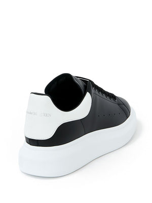 ALEXANDER MCQUEEN Men's Black Leather Sneakers with Thick Sole