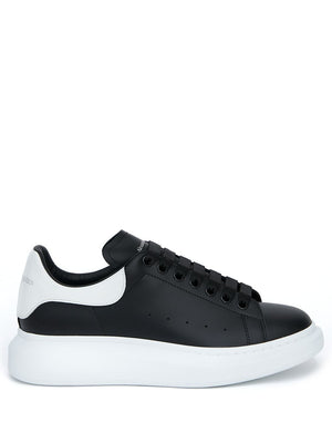 ALEXANDER MCQUEEN Men's Black Leather Sneakers with Thick Sole