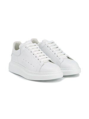 ALEXANDER MCQUEEN Men's White High-Top Leather Sneakers - Thick Sole