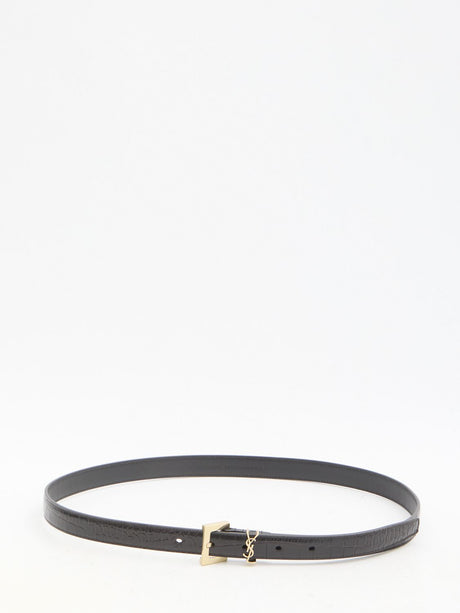 SAINT LAURENT Mini Thin Crocodile-Embossed Belt