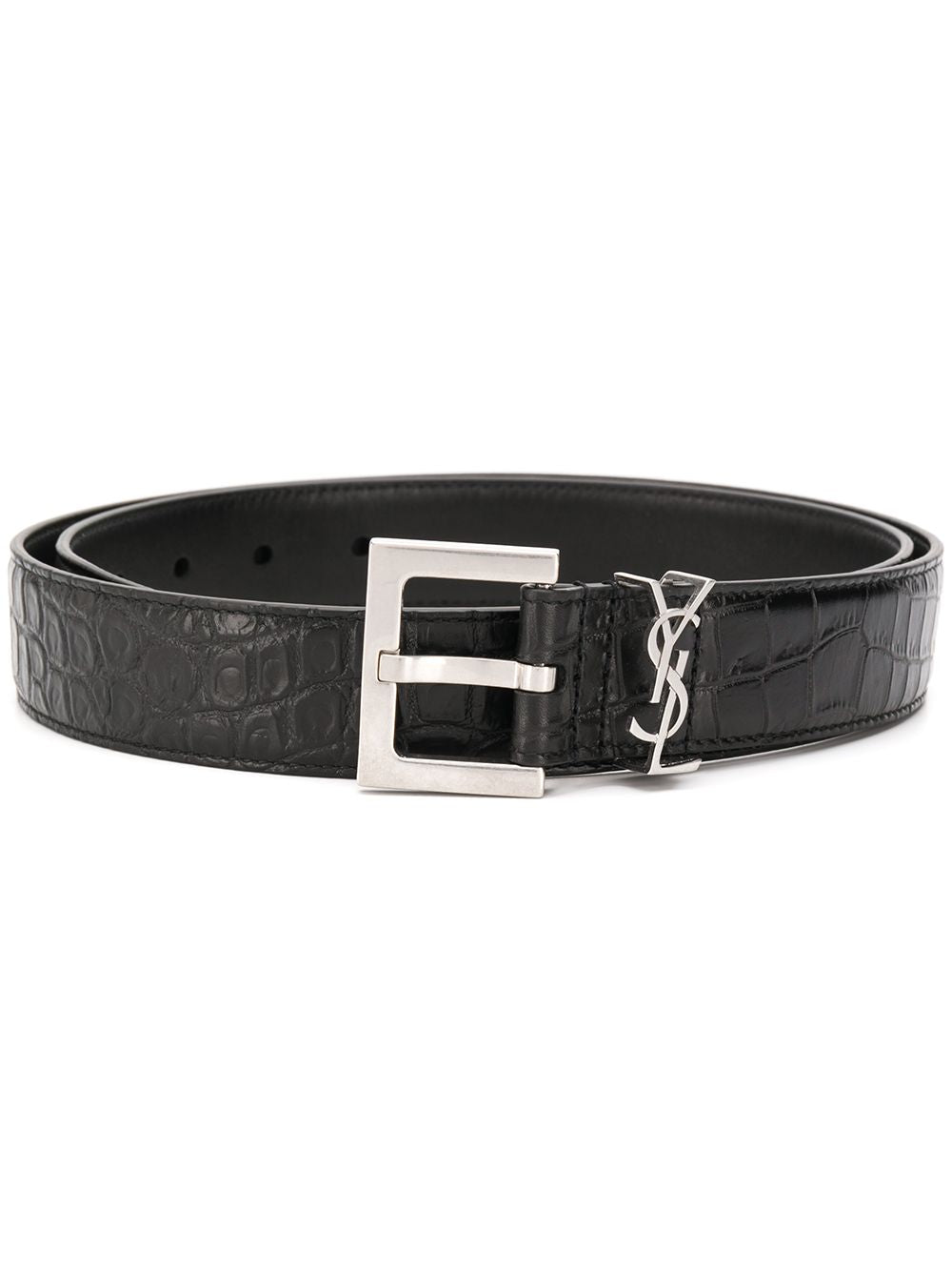 SAINT LAURENT Men's Black Cocco Leather Belt for SS24