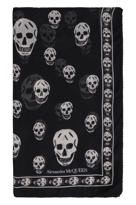 ALEXANDER MCQUEEN Gothic-Chic Skull Motif Silk Scarf - 104X120