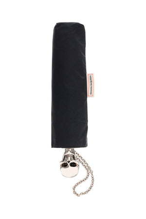 مظلة قابلة للطي سوداء - مقبض جمجمة شهير، حافظة نايلون، إكسسوار هدية