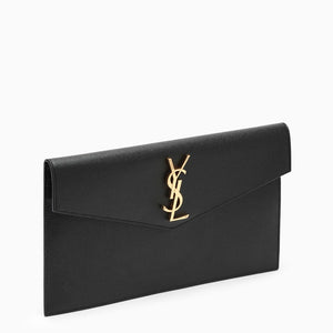 SAINT LAURENT  BLACK LEATHER UPTOWN CASSANDRE ENVELOPE