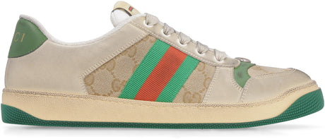 GUCCI Beige SCREENER Sneakers with Green and Orange Vintage Details