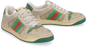 GUCCI Beige SCREENER Sneakers with Green and Orange Vintage Details