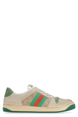 GUCCI Beige SCREENER Sneakers with Green and Orange Vintage Details