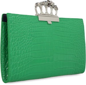 ALEXANDER MCQUEEN Jewelled Croco-Print Leather Clutch