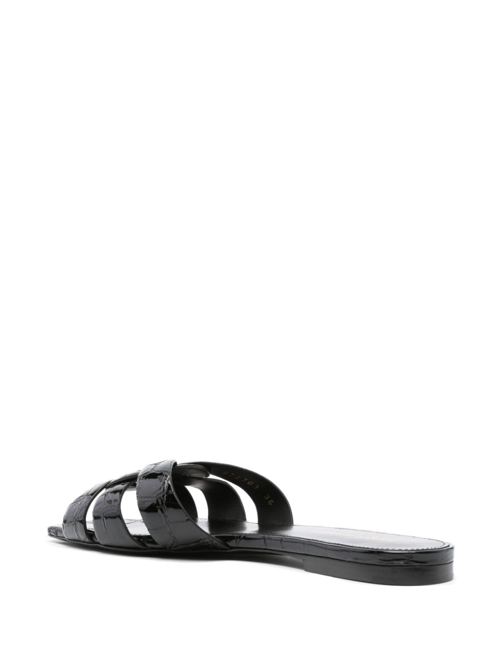 Black Crocodile Slide Sandals - FW23 Collection