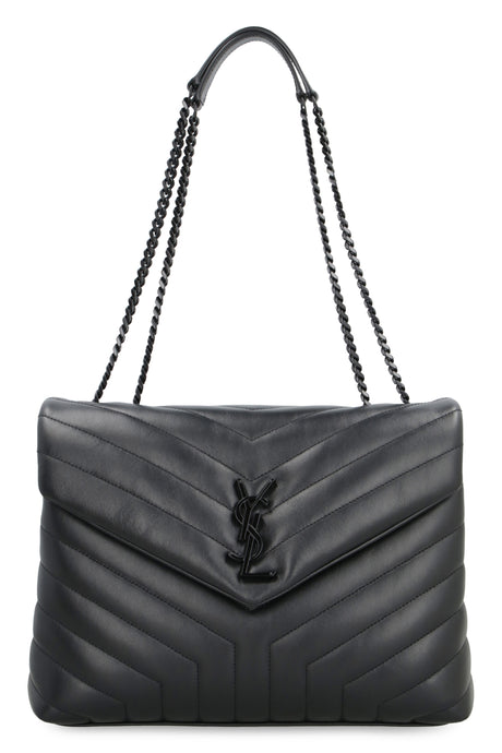 SAINT LAURENT Medium Loulou Black Leather Shoulder Bag for Women FW22