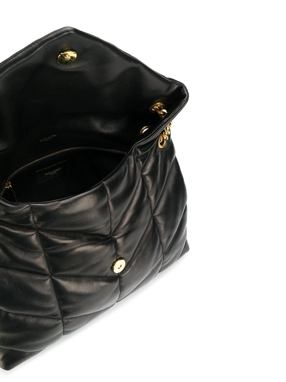 SAINT LAURENT Black Monogram Puffer Shoulder Handbag