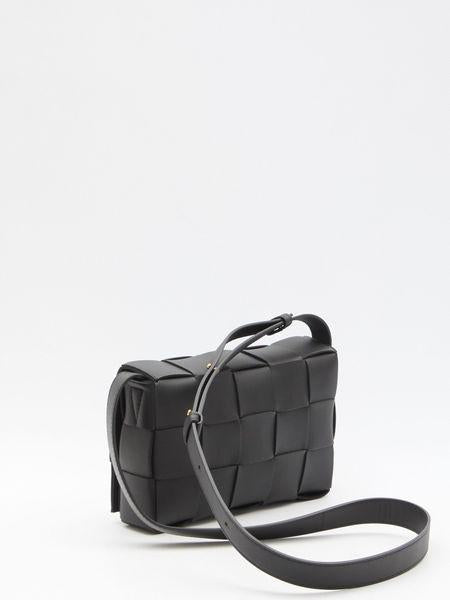 BOTTEGA VENETA Intrecciato Black Lambskin Crossbody Handbag for Women - FW24