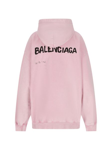 Hand Drawn Pink and Black Hoodie for Women - FW23