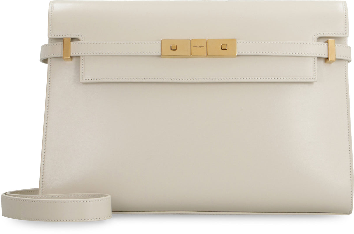 SAINT LAURENT Luxury Leather Crossbody Handbag in Panna for Women - Manhattan Collection