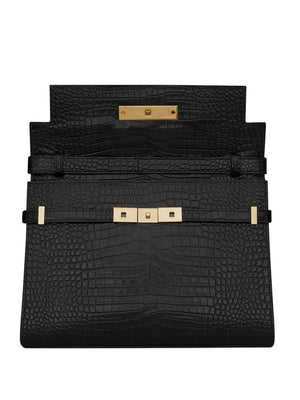 SAINT LAURENT Croc-Embossed Leather Handbag for Sophisticated Women