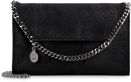 STELLA MCCARTNEY Mini Black Eco-Leather Crossbody Handbag with Silver-Tone Chain Strap and Logo Charm