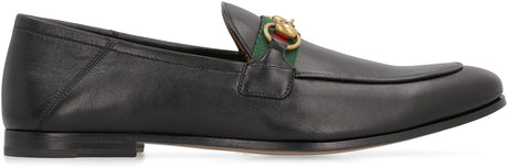 Men's Black Leather Loafers with Horsebit Detail
