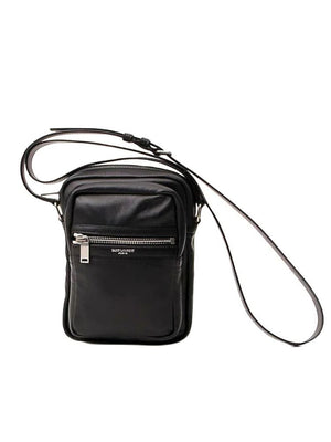 SAINT LAURENT Luxury Mini Black Lamb Leather Handbag