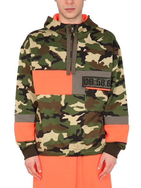 DOLCE & GABBANA Camouflage Print Half-Zip Sweatshirt