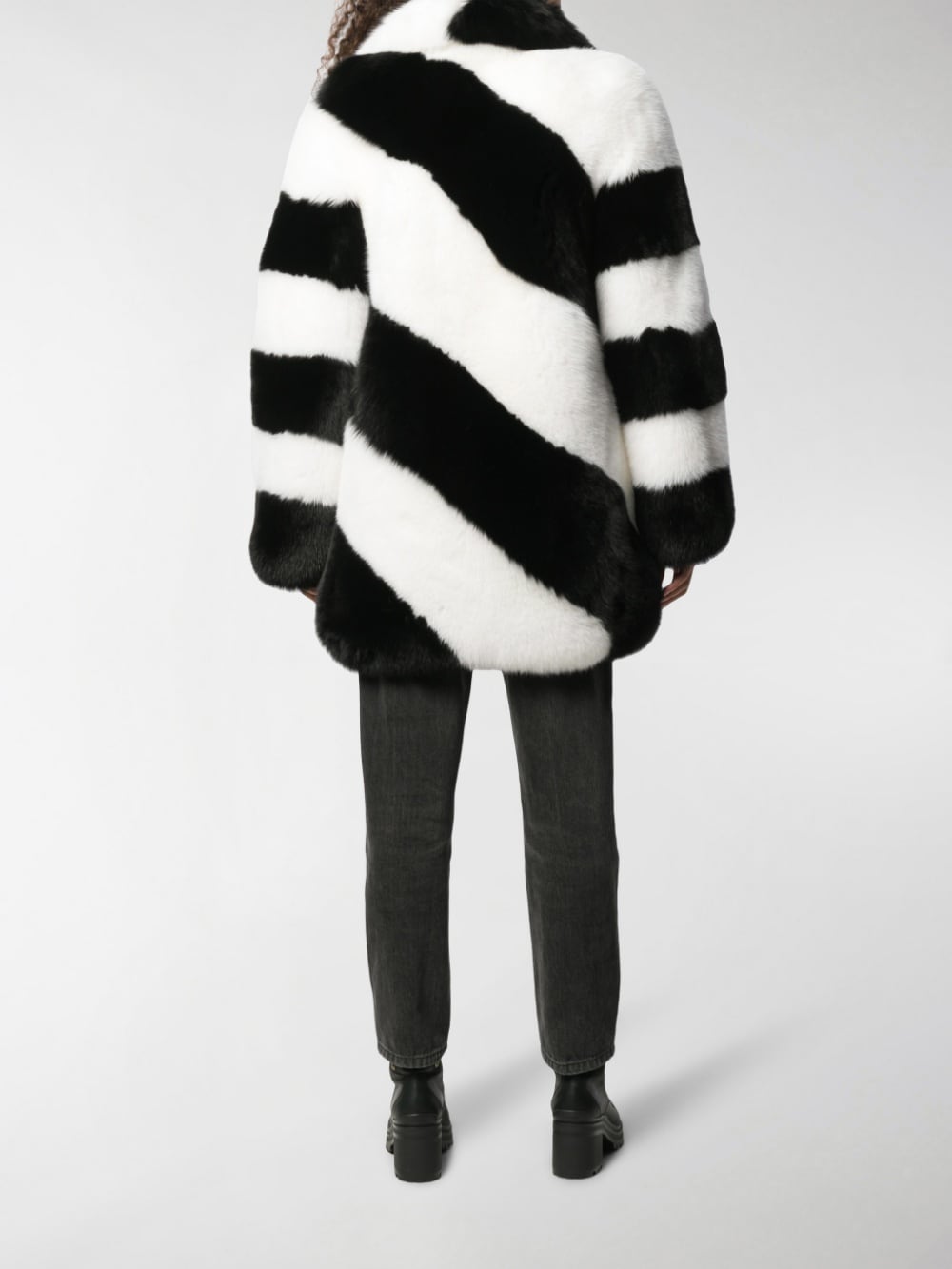 SAINT LAURENT Striped Fox and Cotton Diagonal Jacket for Women