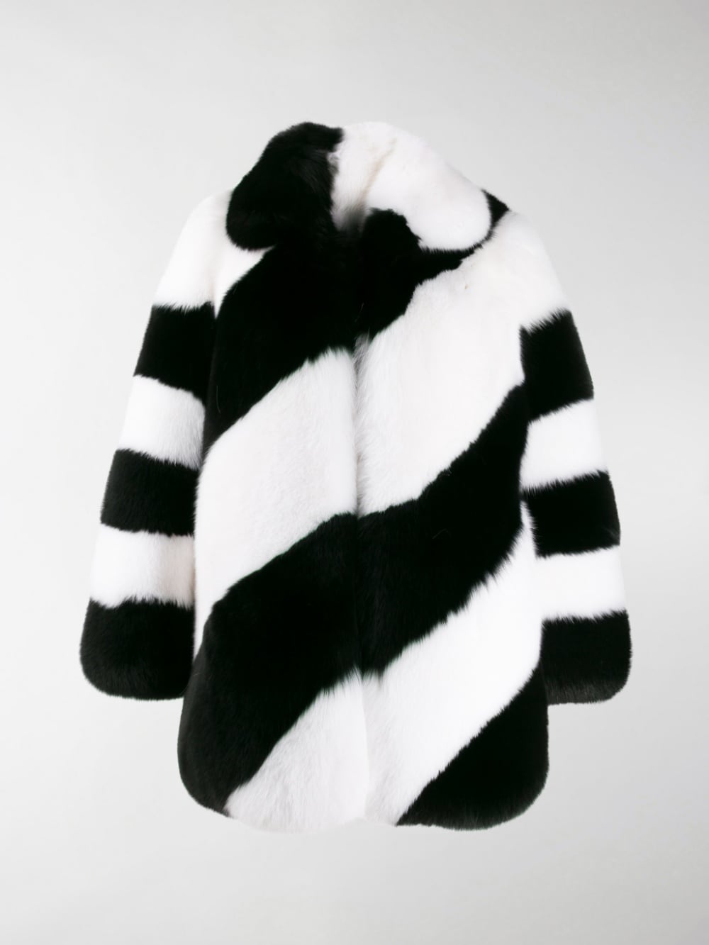 Diagonal Striped Fox Fur Jacket