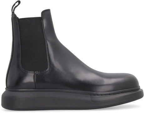 ALEXANDER MCQUEEN Sleek Leather Chelsea Boots with Chunky Sole, 4cm