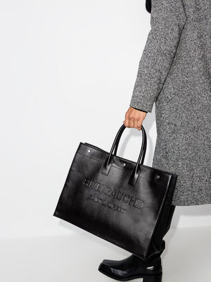 Stylish Black Rive Gauche Print Tote Bag - FW23 Collection