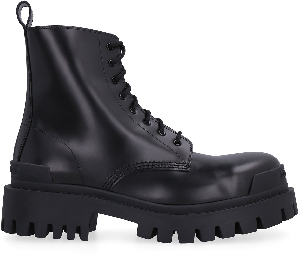 BALENCIAGA Stylish Black Leather Combat Boots for Women