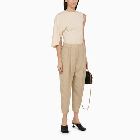 STELLA MCCARTNEY Beige Viscose Regular Dart Trousers for Women - SS24 Collection